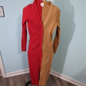 Dee Elly two toned ribbed sweater dress small
